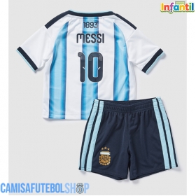 Camisa de time de futebol Argentina Lionel Messi #10 Replicas 1º Equipamento Infantil Mundo 2026 Manga Curta (+ Calças curtas)